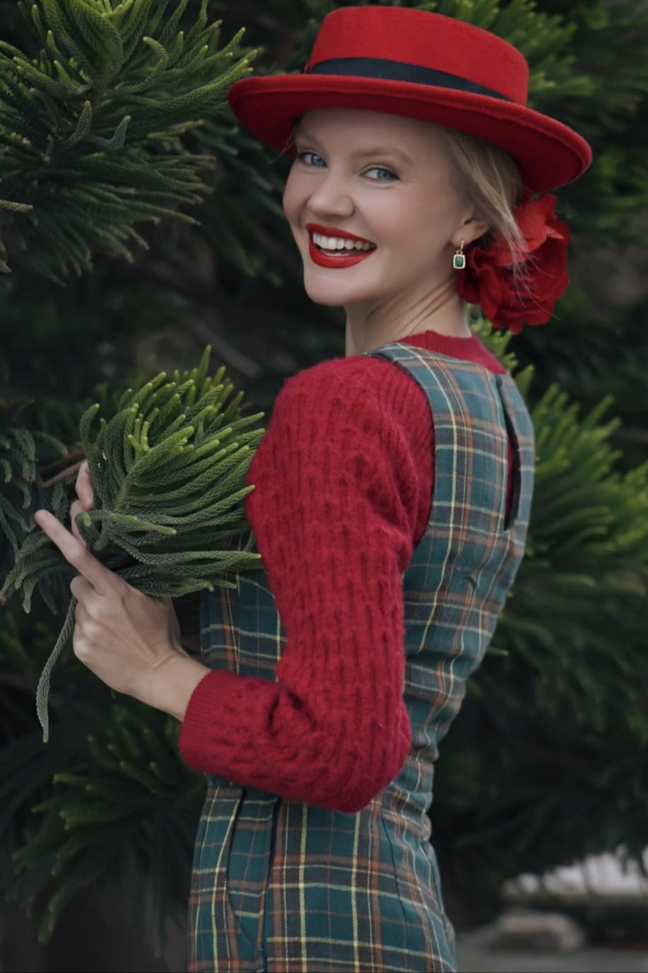 Sylvia Green Tartan Jumpsuit