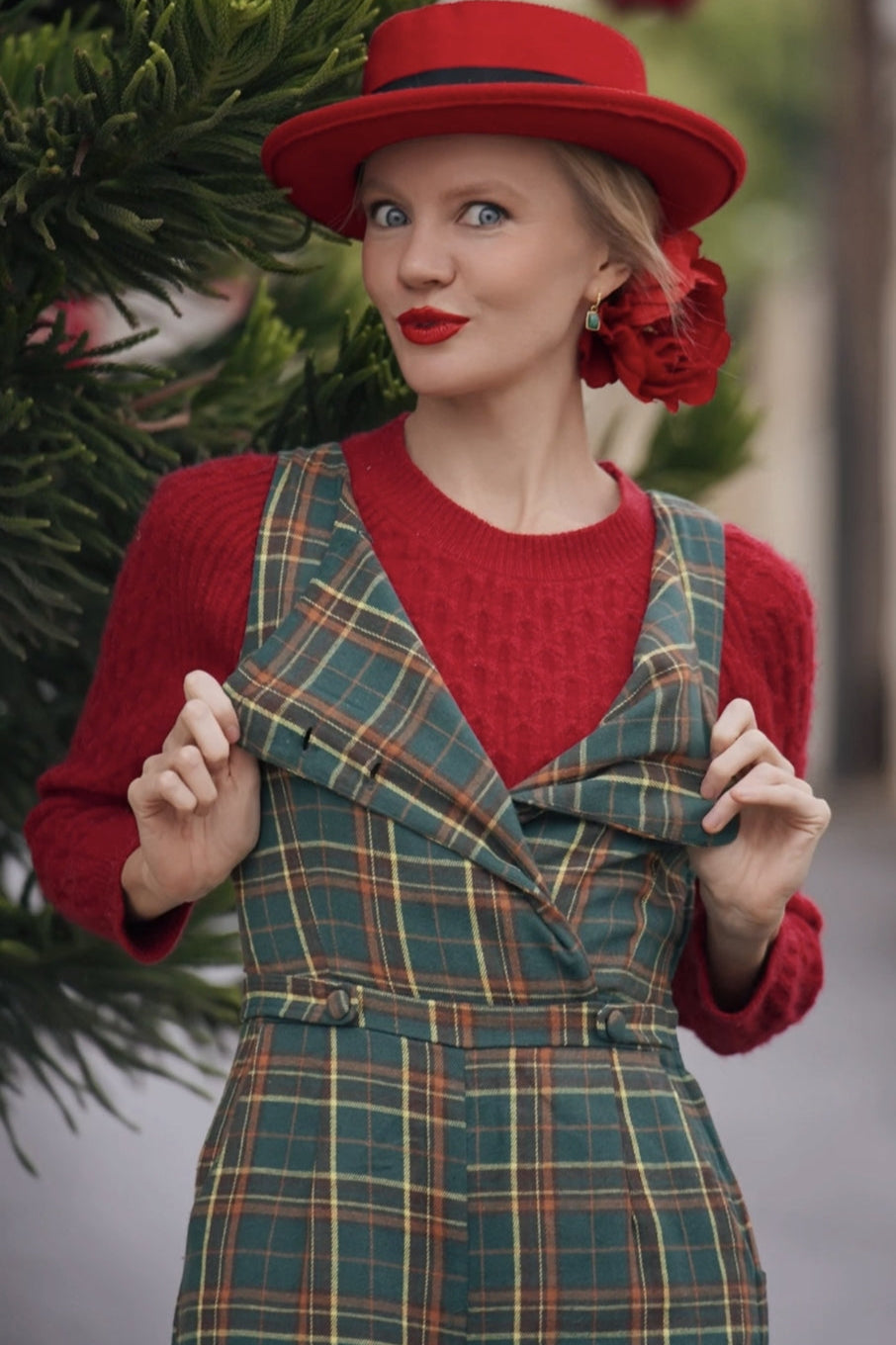 Sylvia Green Tartan Jumpsuit