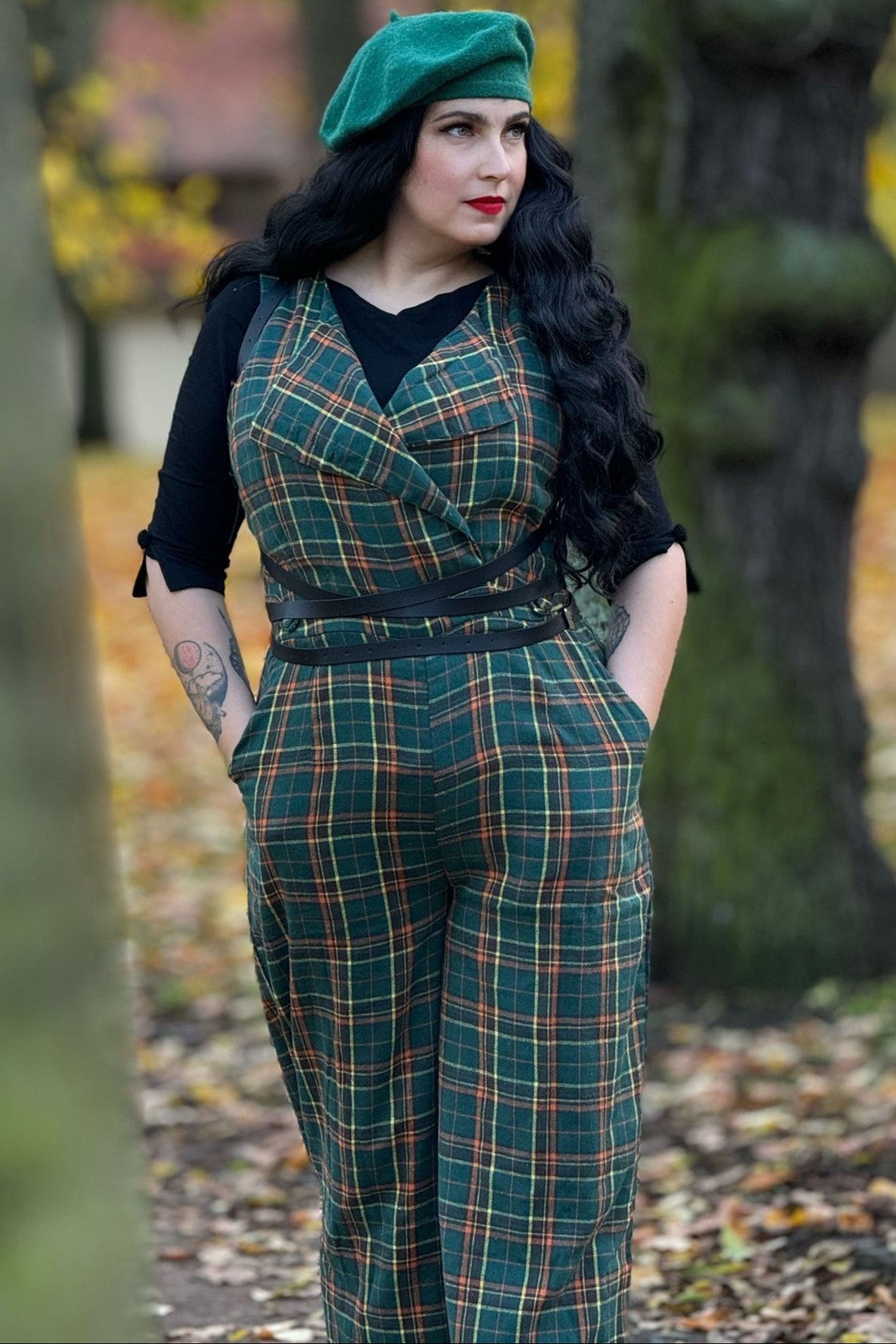 Sylvia Green Tartan Jumpsuit