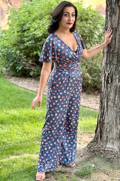 Esther Mushroom Navy Blue Jumpsuit