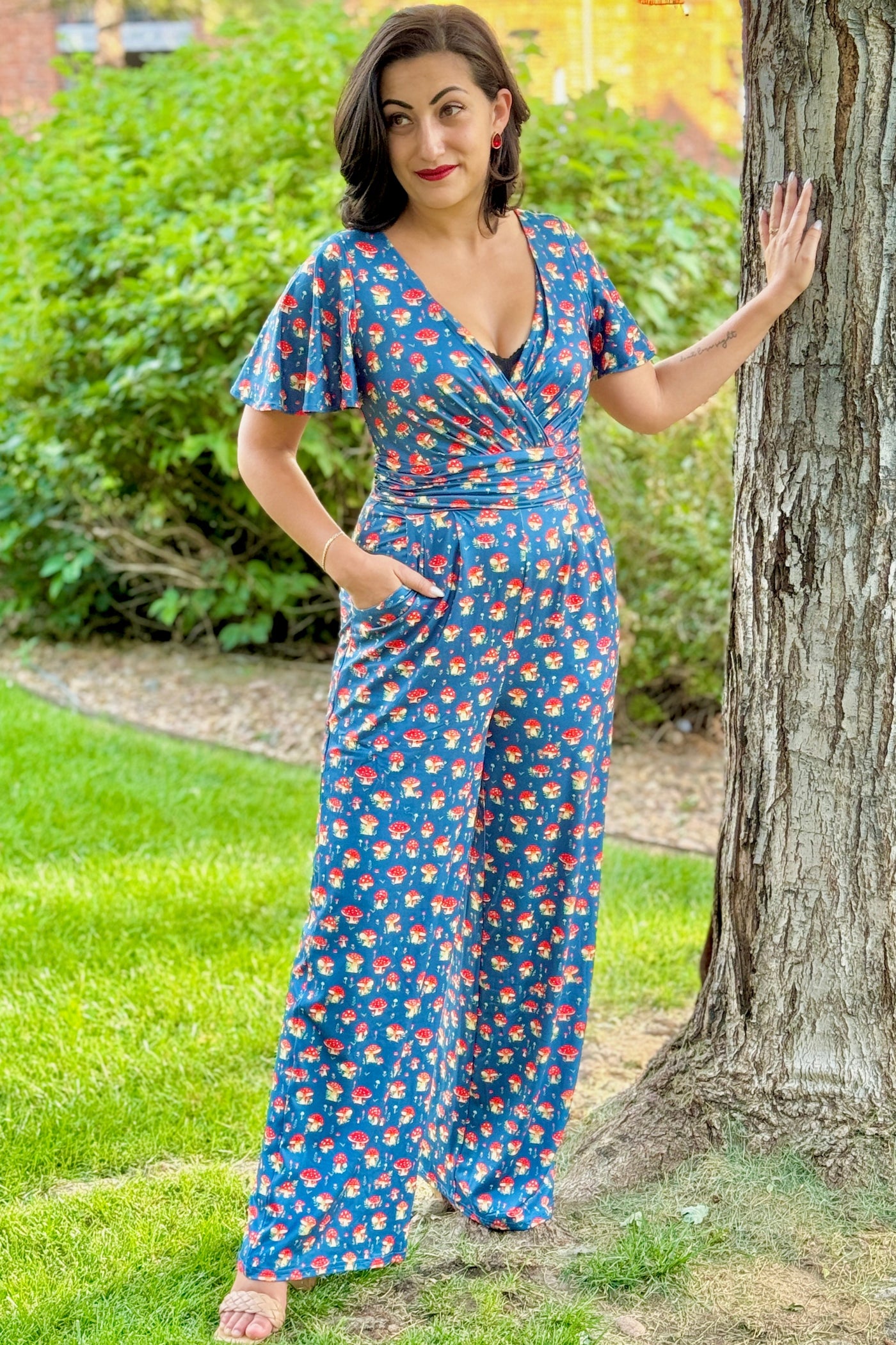 Esther Mushroom Navy Blue Jumpsuit