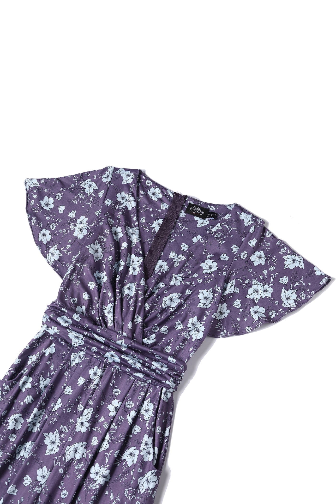 Esther Purple Floral Butterfly Sleeved Jumpsuit