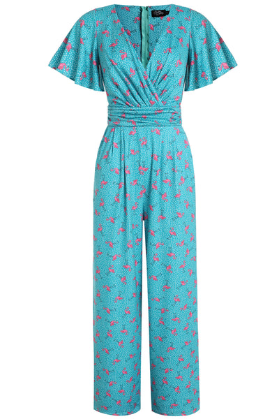 Esther Pink Flamingo & Pebble Turquoise Jumpsuit