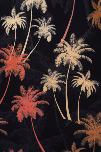 Brigitte Dark Brown Palm Trees Print Strappy Jumpsuit