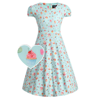 PRE ORDER Children Claudia Flirty Fifties Style Afternoon Tea Dress In Baby Blue
