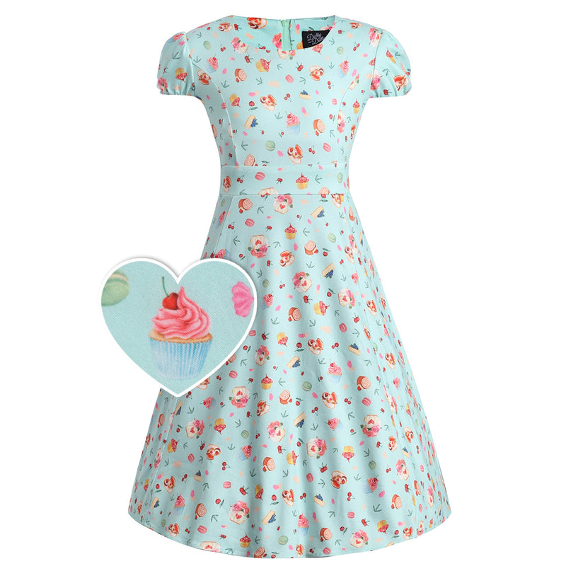 PRE ORDER Children Claudia Flirty Fifties Style Afternoon Tea Dress In Baby Blue