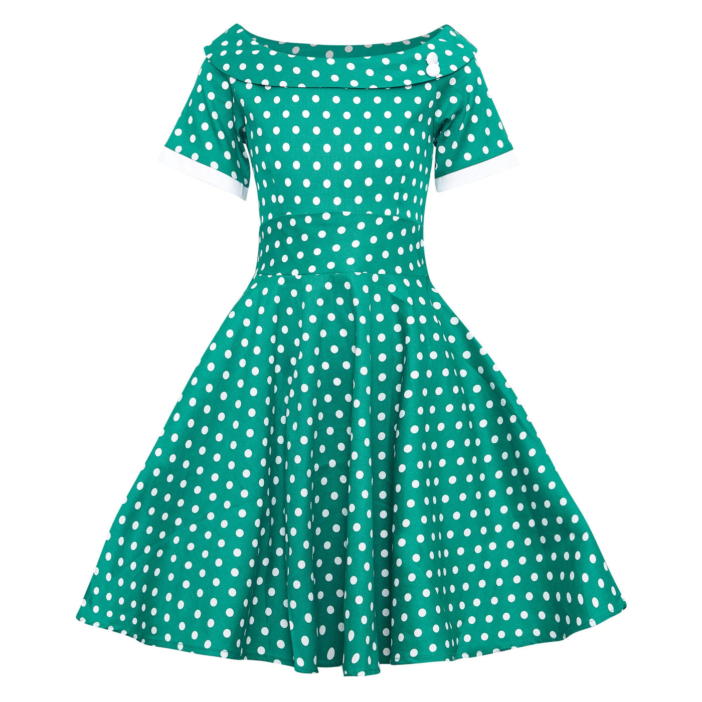 PRE-ORDER Children Darlene Dress In Green/ White Polka Dots