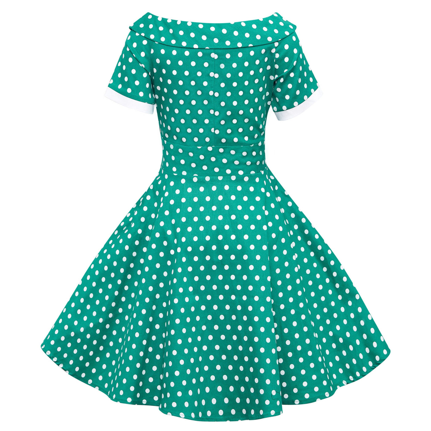 PRE-ORDER Children Darlene Dress In Green/ White Polka Dots