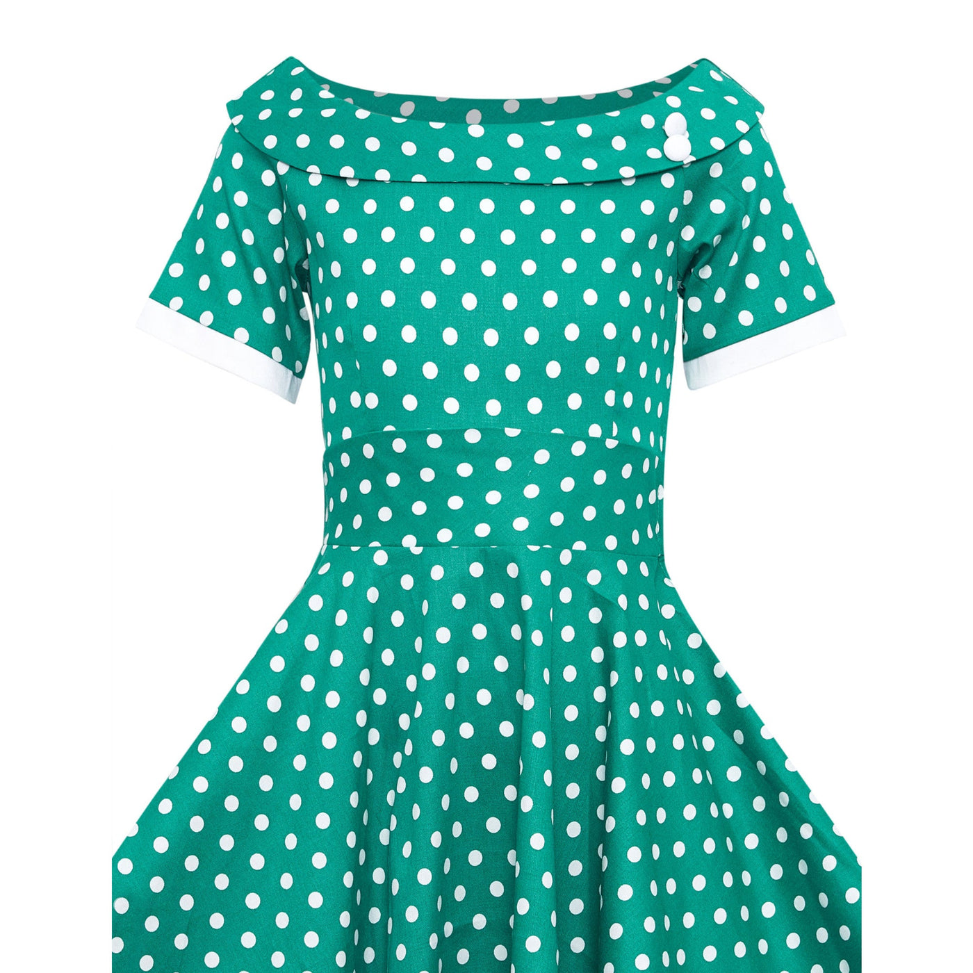 PRE-ORDER Children Darlene Dress In Green/ White Polka Dots