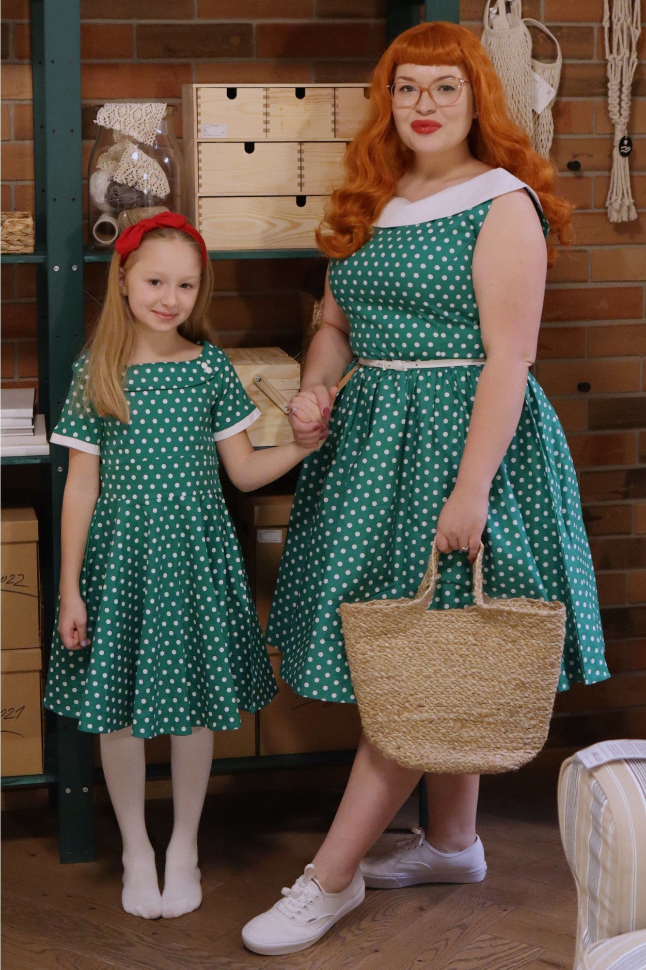 Children Darlene Green Polka Dot Dress