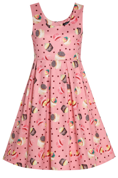 PRE-ORDER Children Amanda Scoop Neck Swing Dress in Pink Cupcake Print