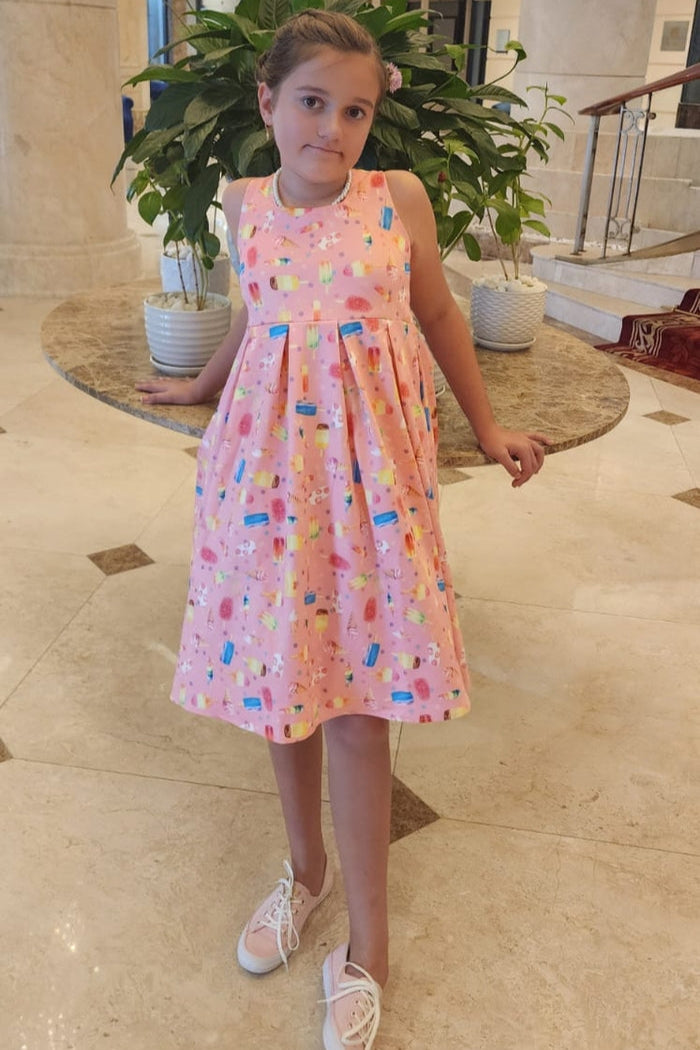 PRE-ORDER Children Amanda Swing Dress in Pink Popsicle Print