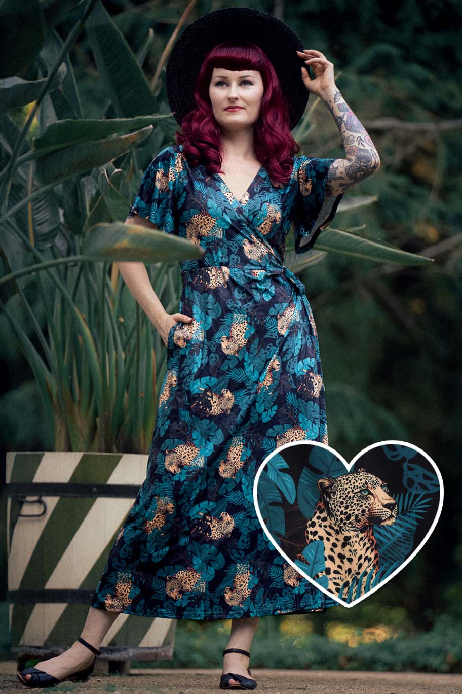 Georgina Cheetah & Palm Print Wrap Dress