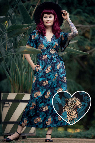 Georgina Cheetah & Palm Print Wrap Dress