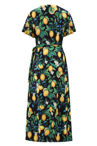 Georgina Lemon Maxi Wrap Dress