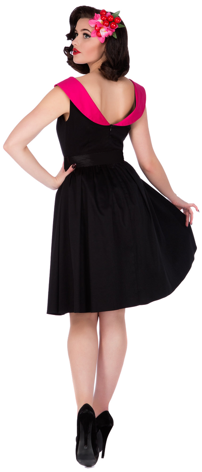 Cindy Sassy Swing Vintage Dress in Black/Pink