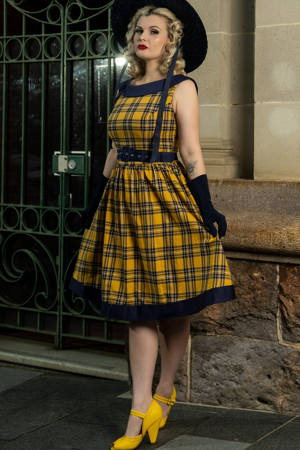 EU STOCK Cindy Yellow Tartan Checkered Dress