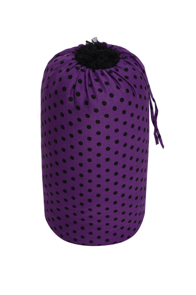 String Tie Purple Petticoat Bag With Black Polka Dots