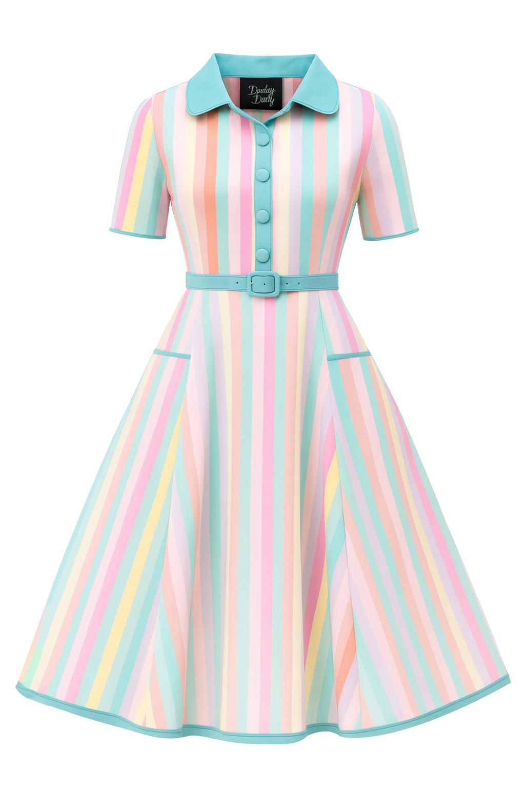 PRE ORDER Penelope II Multicolored Striped Shirt Dress - Blue, Pink, Orange, Yellow & Beige