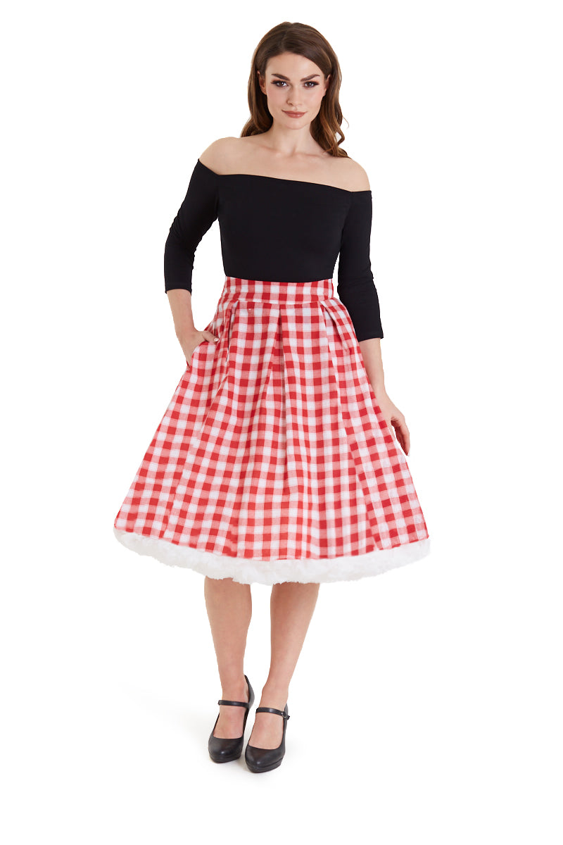 Red Gingham Swing Skirt