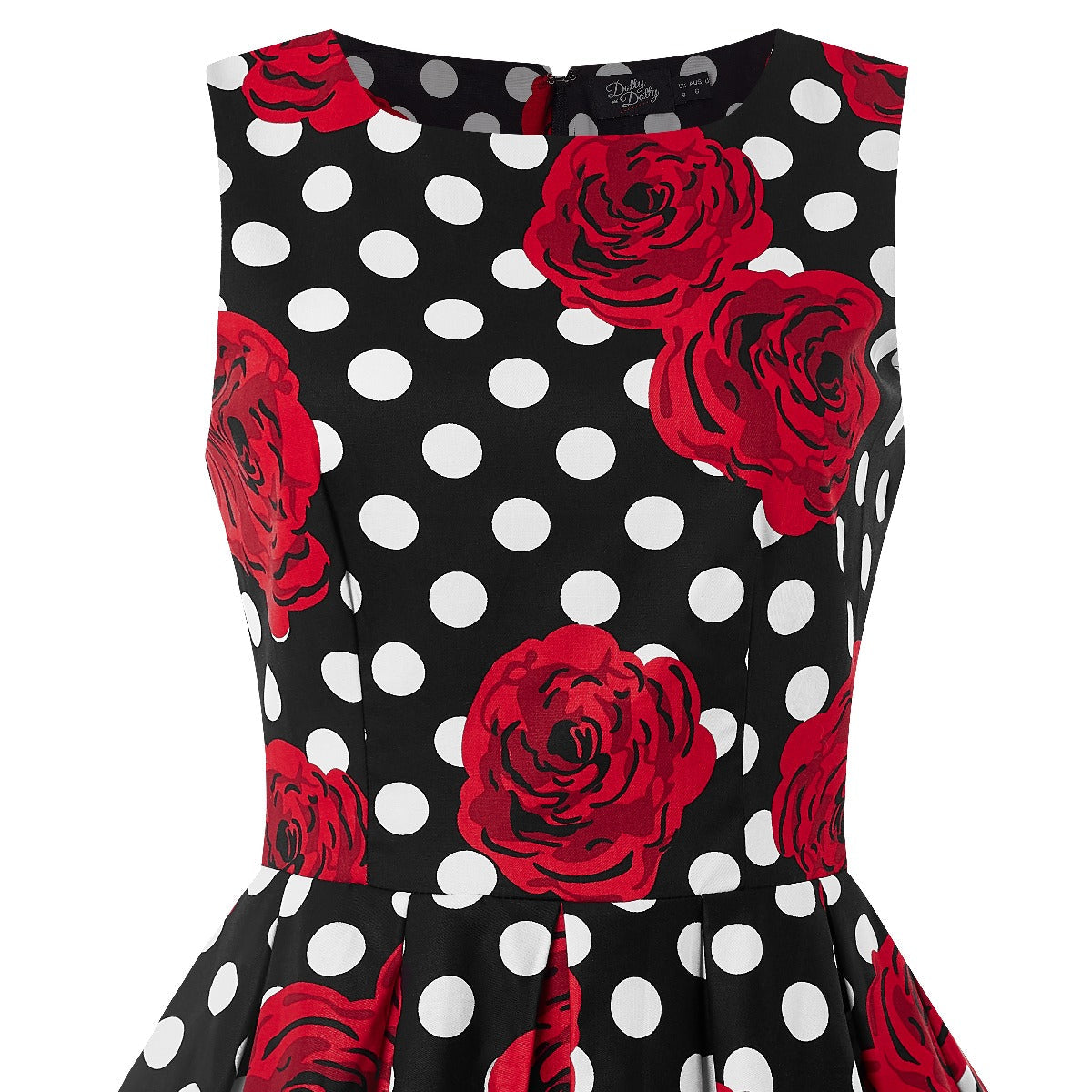PRE ORDER Annie Retro Swing Dress in Black Rose Polka