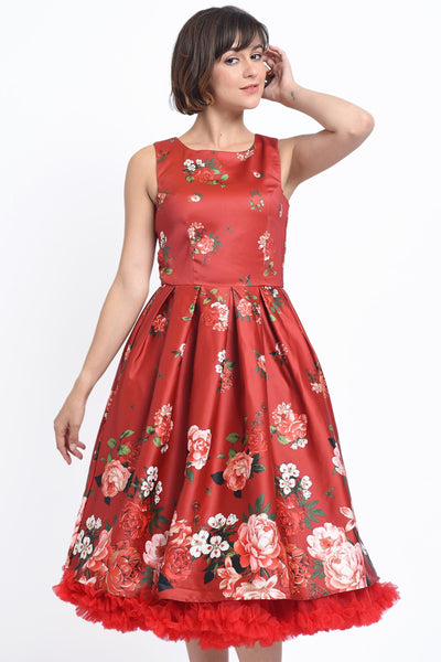 PRE ORDER Annie Raising Rose Swing Dress in Burgundy