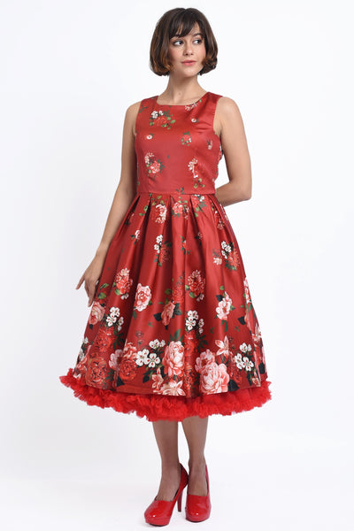 PRE ORDER Annie Raising Rose Swing Dress in Burgundy