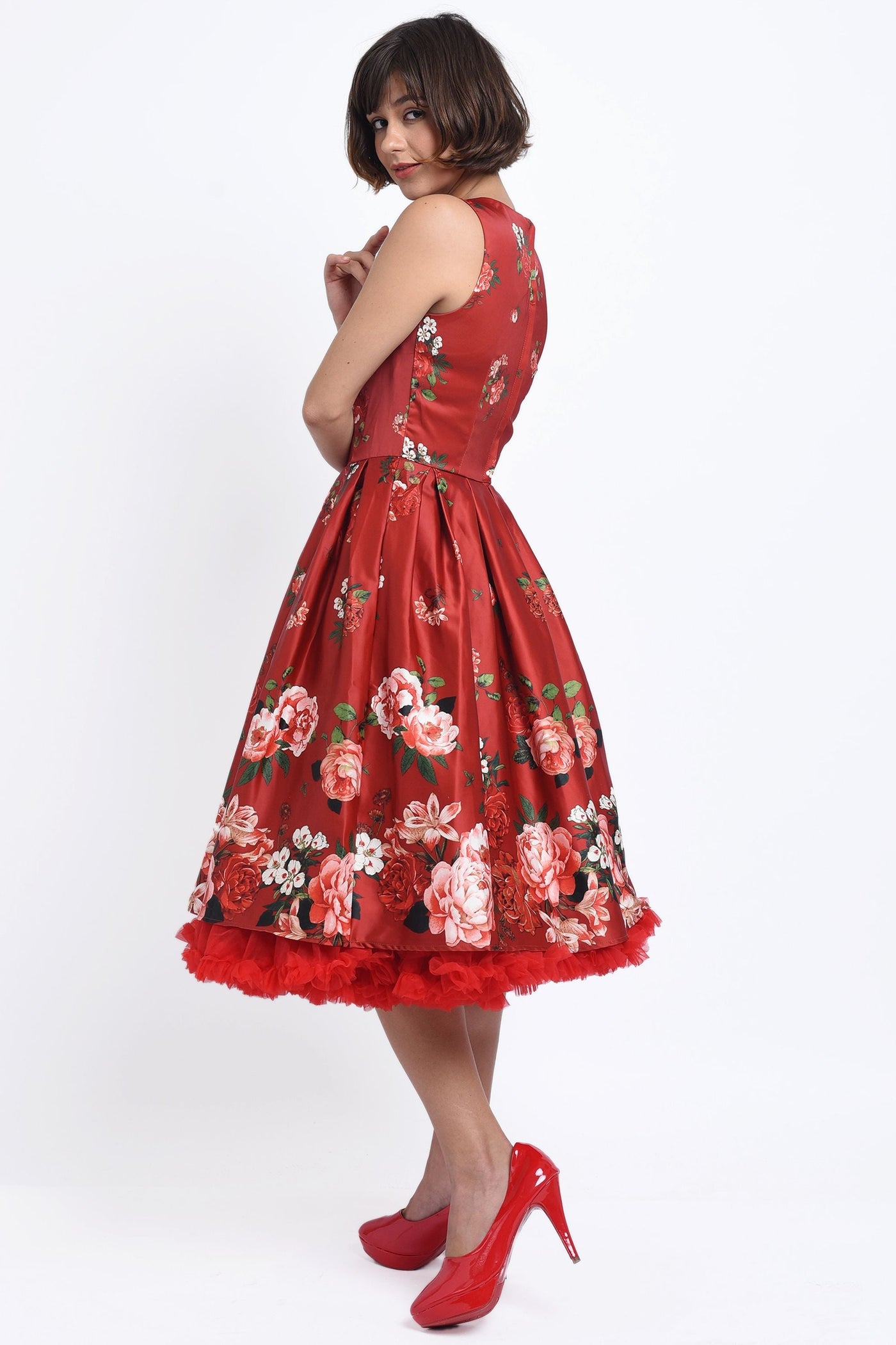 PRE ORDER Annie Raising Rose Swing Dress in Burgundy