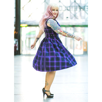 PRE ORDER Annie Luxury Purple & Black Tartan Swing Dress