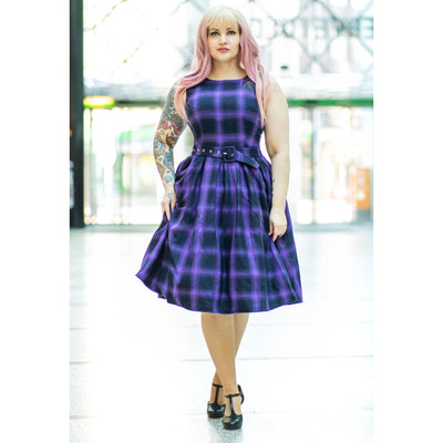 PRE ORDER Annie Luxury Purple & Black Tartan Swing Dress