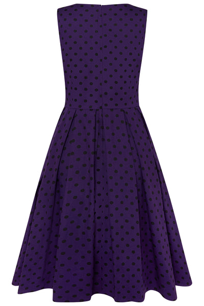 PRE ORDER Annie Polka Dot Swing Dress in Purple/Black