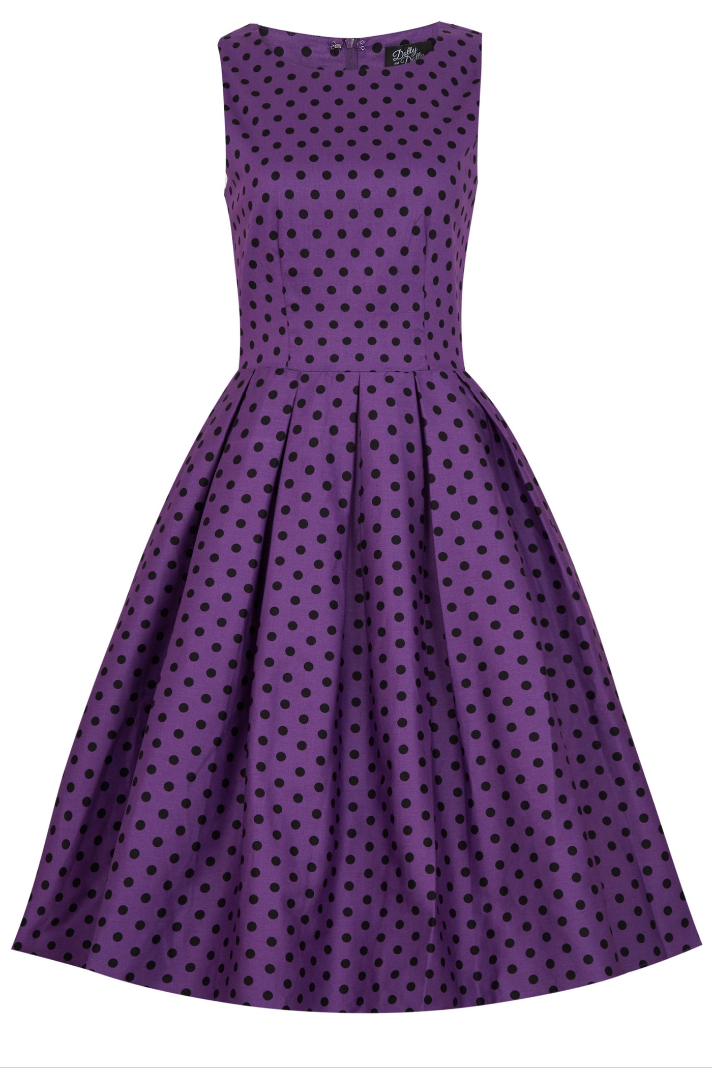 PRE ORDER Annie Polka Dot Swing Dress in Purple/Black