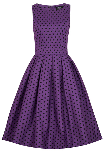 PRE ORDER Annie Polka Dot Swing Dress in Purple/Black
