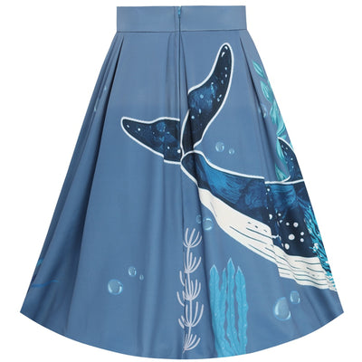 Carolyn Cotton Box Pleat Skirt - Blue & Whale