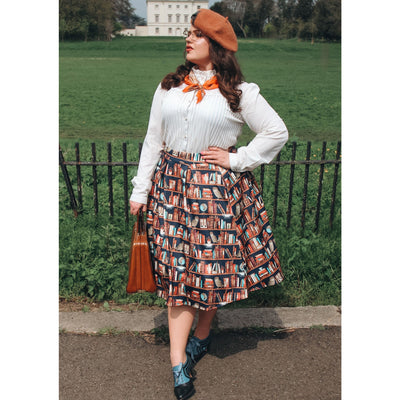 PRE-ORDER Carolyn Library Book & Owl Box Pleated Skirt