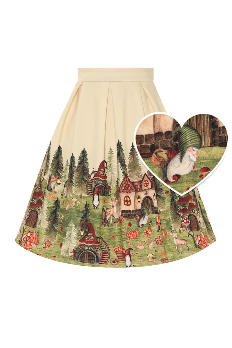 Aisley Gnome Ville Pleated Midi Skirt