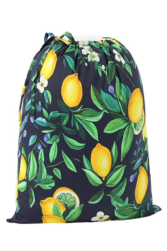 Linwood Black Lemon Drawstring Fabric Storage Bag