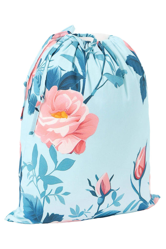 Linwood Light Blue Floral Drawstring Storage Bag