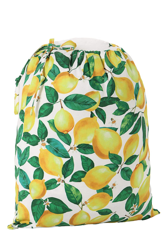 Linwood White Lemon Drawstring Fabric Storage Bag