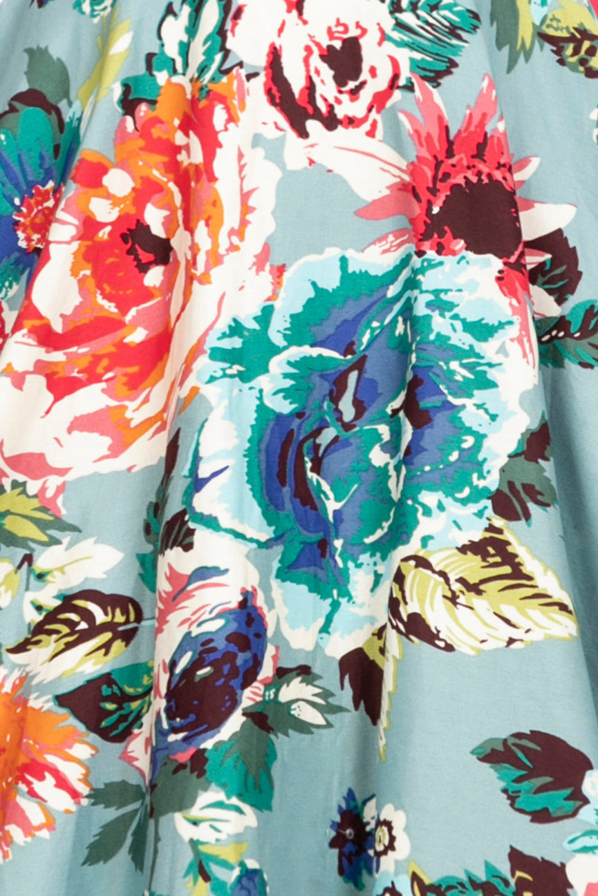 EU STOCK Darlene Blue Floral Swing Dress