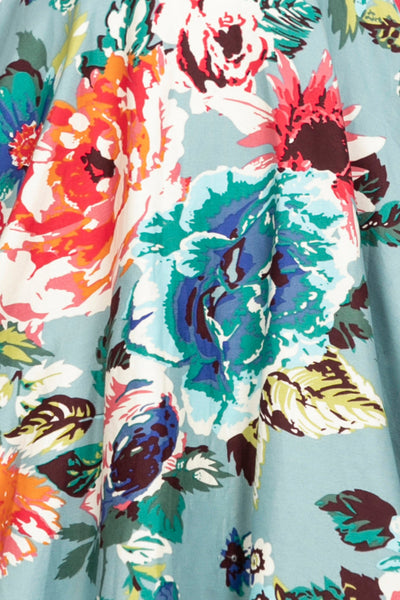 EU STOCK Darlene Blue Floral Swing Dress