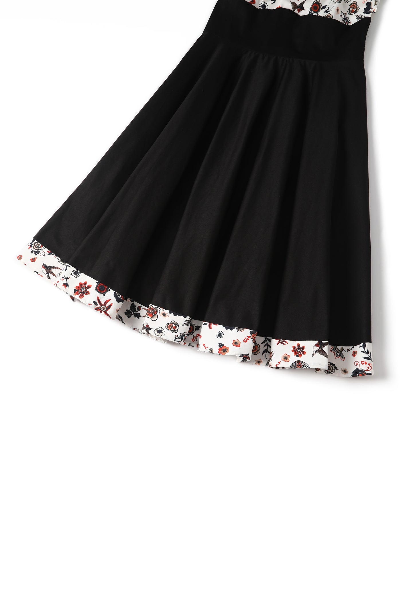 EU STOCK Darlene Black Rockabilly Tattoo Print Swing Dress