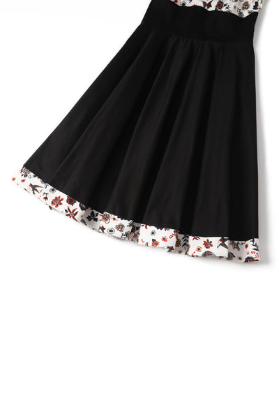 EU STOCK Darlene Black Rockabilly Tattoo Print Swing Dress