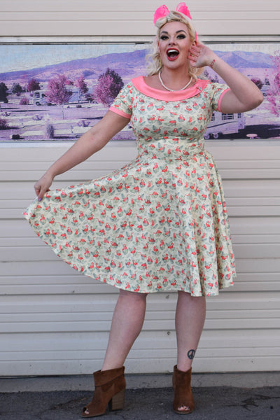 Darlene Pink Flamingo Off Shoulder Dress