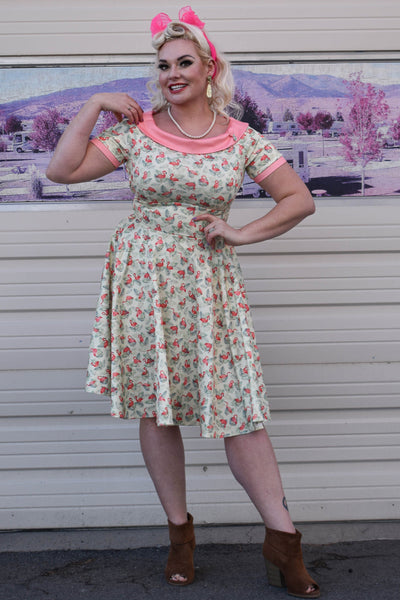 Darlene Pink Flamingo Off Shoulder Dress