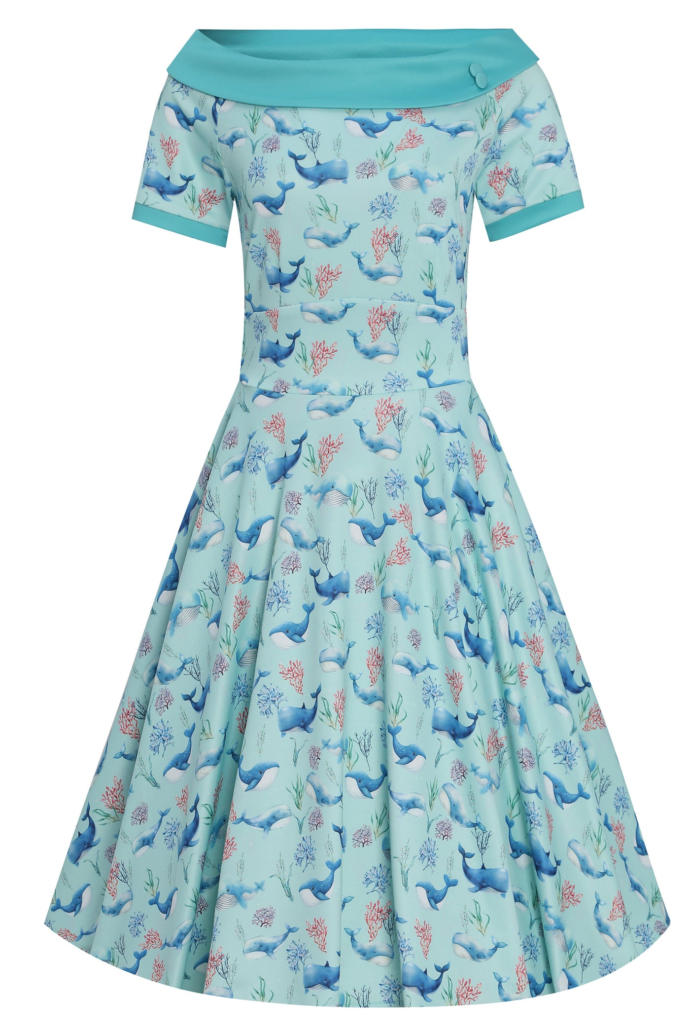 EU STOCK Darlene Baby Blue Whale Swing Dress