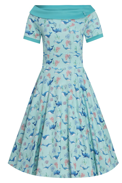 EU STOCK Darlene Baby Blue Whale Swing Dress