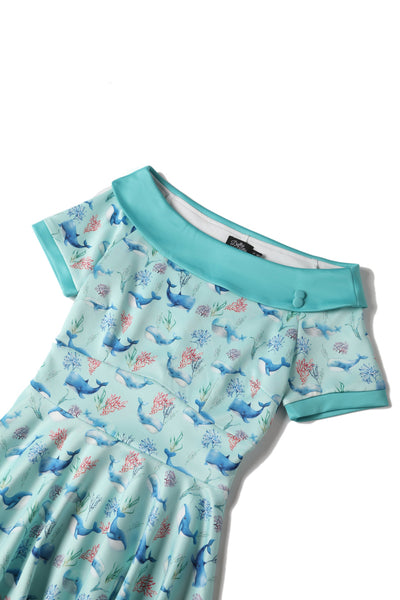 EU STOCK Darlene Baby Blue Whale Swing Dress