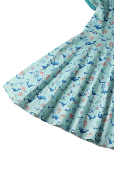 EU STOCK Darlene Baby Blue Whale Swing Dress
