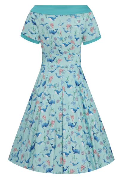 EU STOCK Darlene Baby Blue Whale Swing Dress